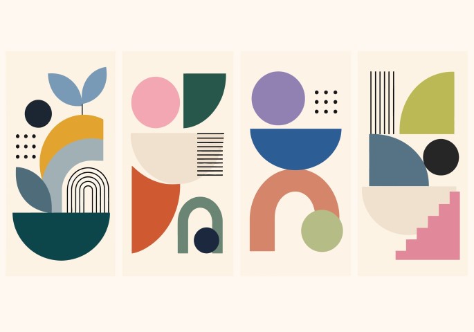 Abstract colorful geometric shapes set.